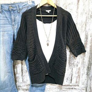 Caslon Women's Cardigan Sweater Size XS Charcoal Grey Chunky Knit Open Front